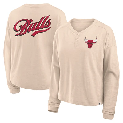 Women's Fanatics Natural Chicago Bulls Boxed Out Drop Fashion Long Sleeve T-Shirt