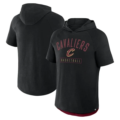 Men's Fanatics Black Cleveland Cavaliers Pass Legend Raglan Hoodie T-Shirt