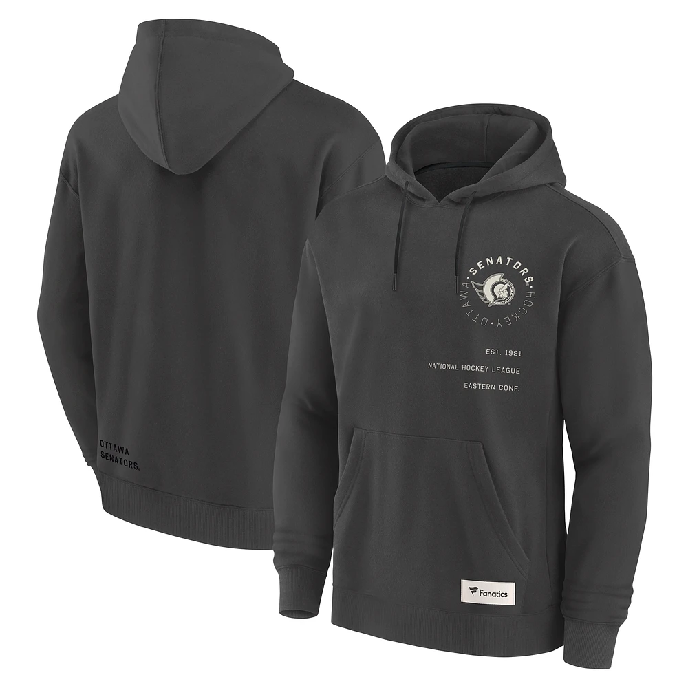 Men's Fanatics Charcoal Ottawa Senators Future Ground Info Pullover Hoodie