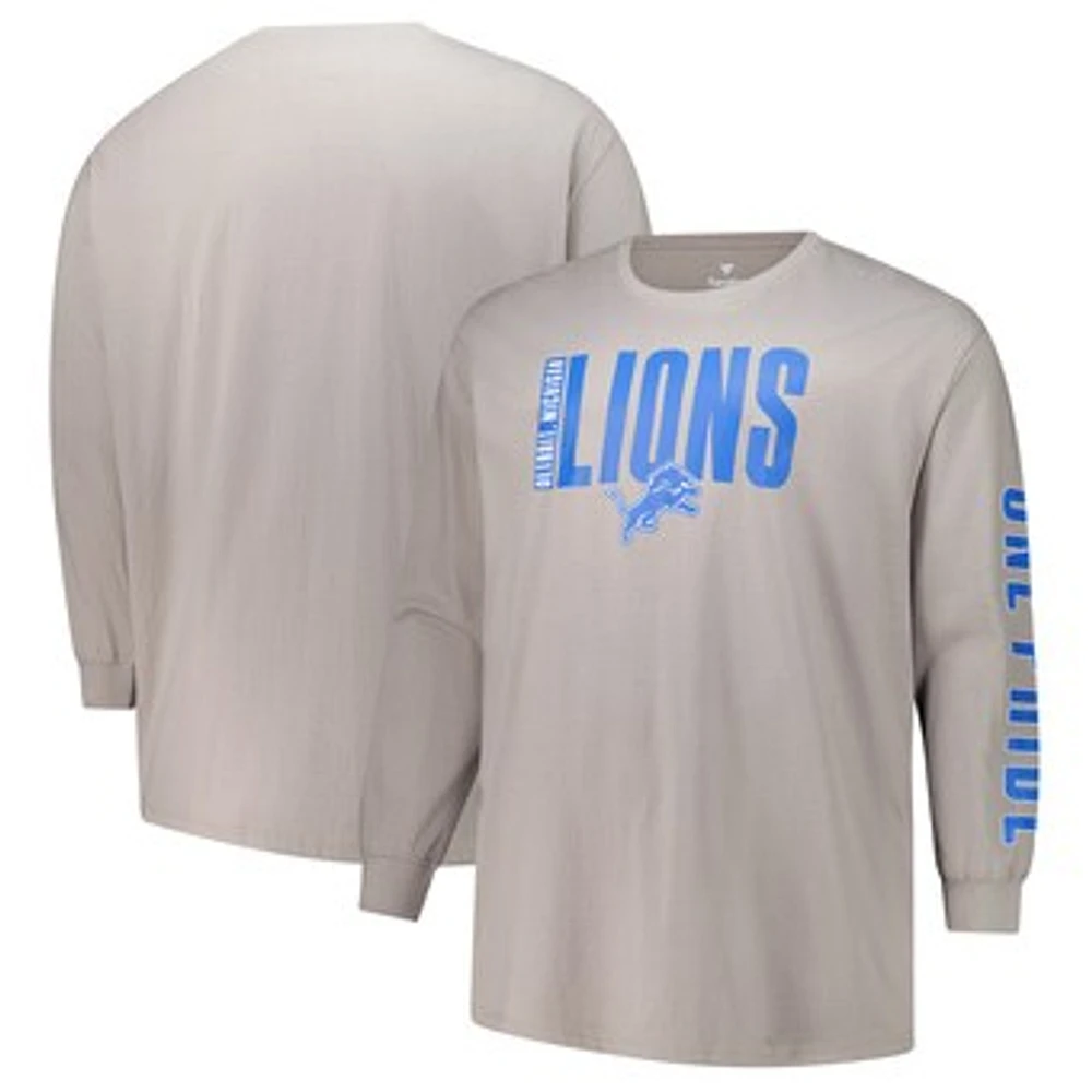 Men's Fanatics  Gray Detroit Lions Big & Tall Vision Long Sleeve T-Shirt