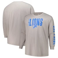 Men's Fanatics  Gray Detroit Lions Big & Tall Vision Long Sleeve T-Shirt