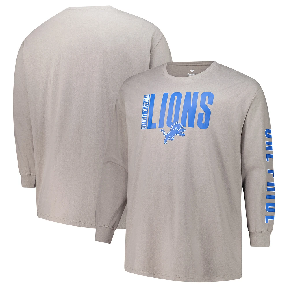 Men's Fanatics  Gray Detroit Lions Big & Tall Vision Long Sleeve T-Shirt