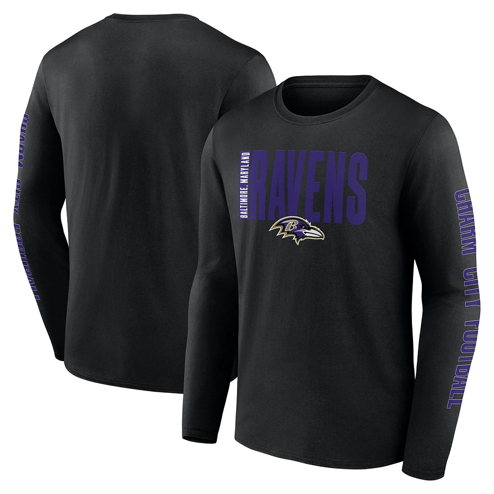 Men's Fanatics  Black Baltimore Ravens Big & Tall Vision Long Sleeve T-Shirt