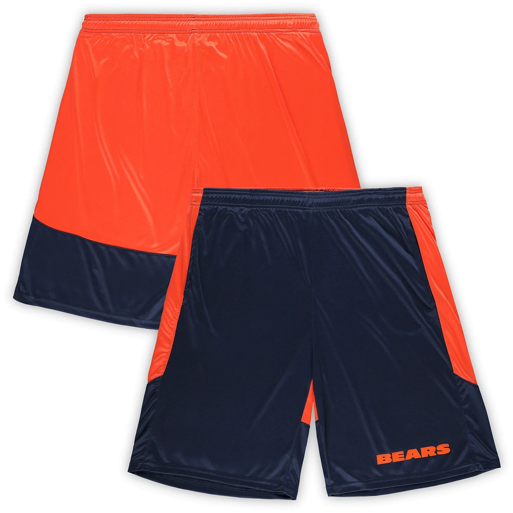 Men's Fanatics Navy/Orange Chicago Bears Big & Tall Synthetic Launch Shorts