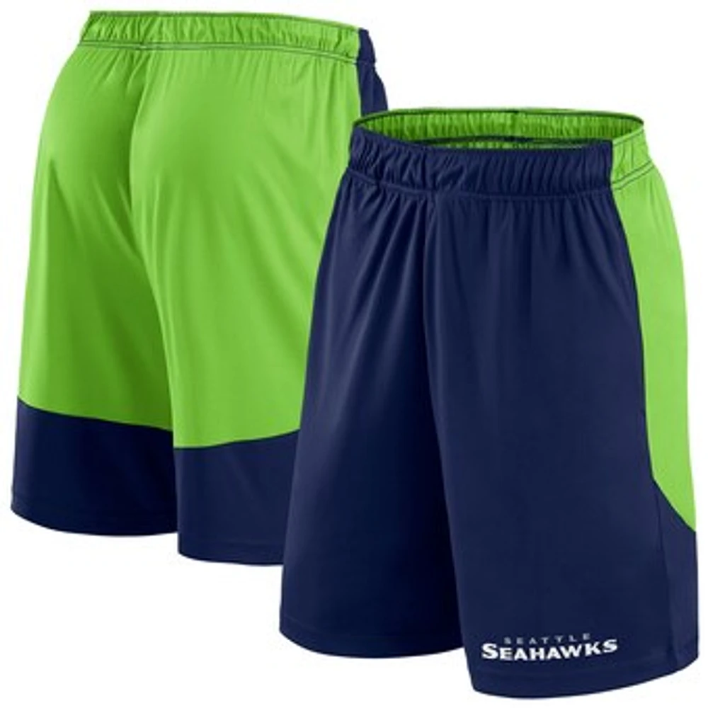 Men's Fanatics College Navy/Neon Green Seattle Seahawks Big & Tall Launch Shorts