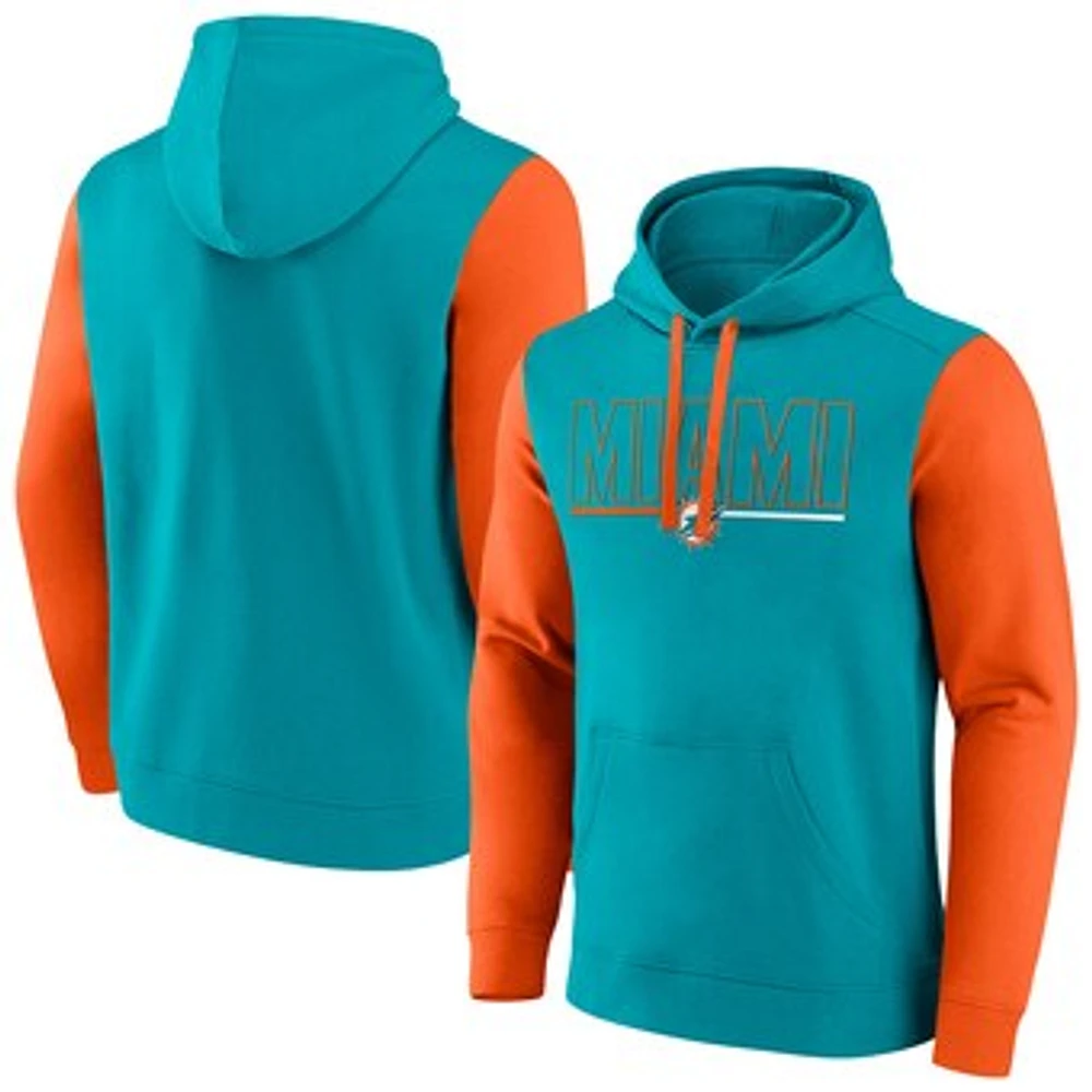 Men's Fanatics Aqua Miami Dolphins Big & Tall Outline Pullover Hoodie