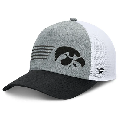 Men's Fanatics Heather Gray/Black Iowa Hawkeyes Profile Trucker Adjustable Hat