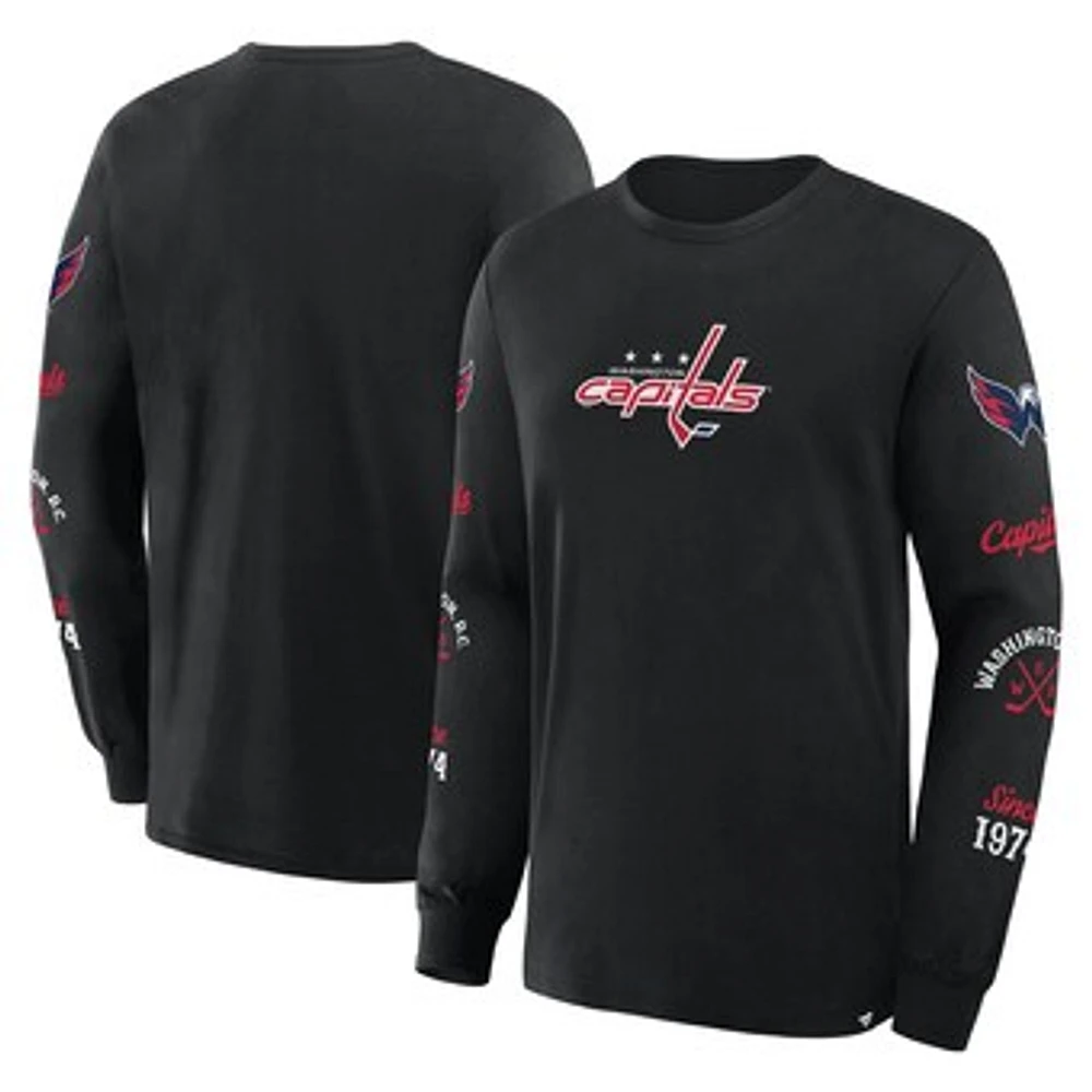 Men's Fanatics Black Washington Capitals Legacy Cotton Long Sleeve T-Shirt