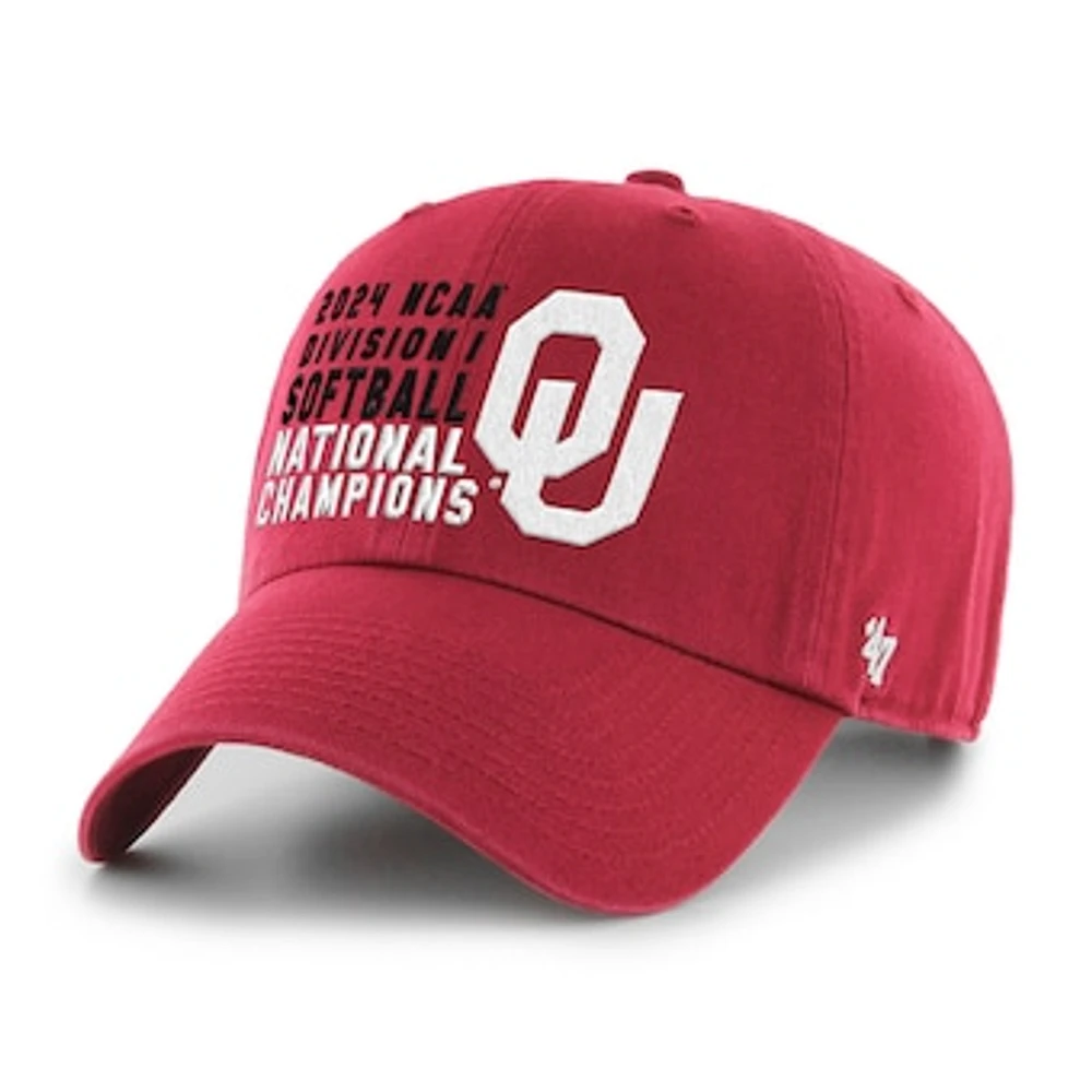 Unisex '47 Crimson Oklahoma Sooners 2024 NCAA Softball Women's College World Series Champions Clean Up Adjustable Hat