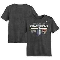 Preschool Fanatics  Heather Charcoal Florida Panthers 2024 Stanley Cup Champions Locker Room T-Shirt