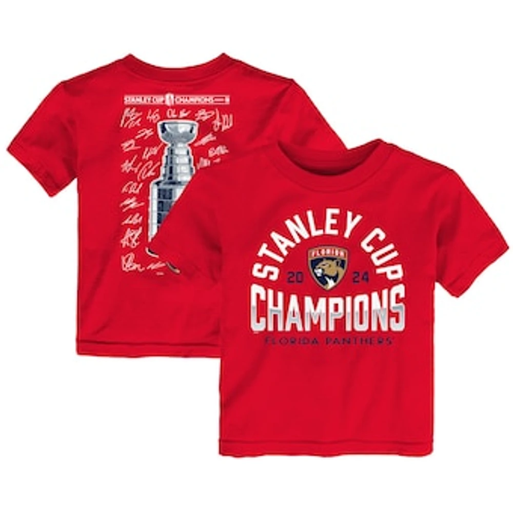 Toddler  Red Florida Panthers 2024 Stanley Cup Champions Signature Roster T-Shirt