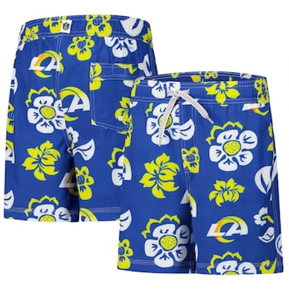 Youth Wes & Willy Royal Los Angeles Rams Floral Volley Swim Trunks