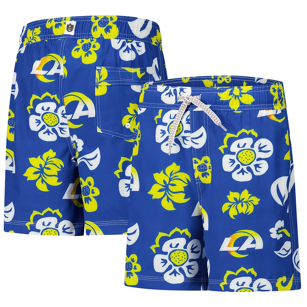 Youth Wes & Willy Royal Los Angeles Rams Floral Volley Swim Trunks