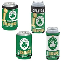 WinCraft Boston Celtics 2024 NBA Finals Champions Four-Pack 12 oz. Slim & Regular Can Cooler Set