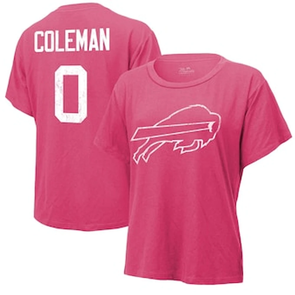 Women's Majestic Threads Keon Coleman Pink Buffalo Bills Name & Number T-Shirt