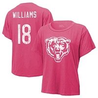 Women's Majestic Threads Caleb Williams Pink Chicago Bears Name & Number T-Shirt