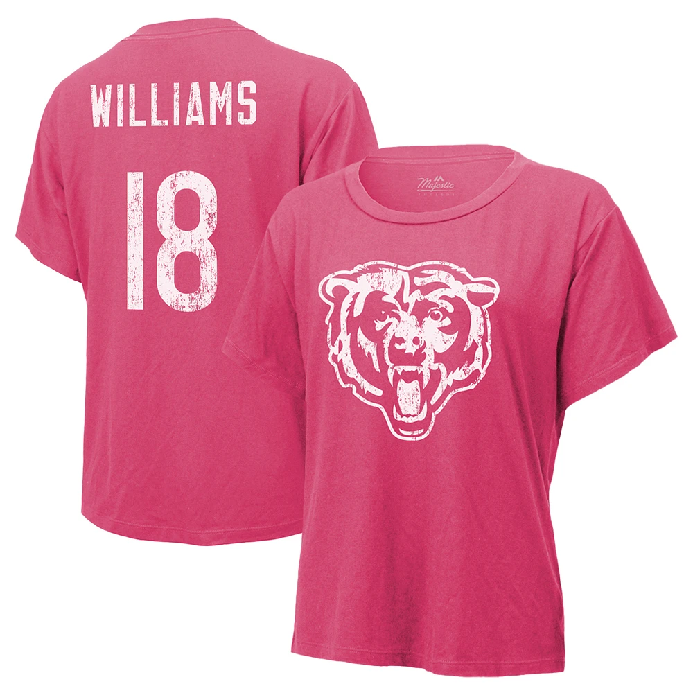 Women's Majestic Threads Caleb Williams Pink Chicago Bears Name & Number T-Shirt