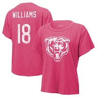 Women's Majestic Threads Caleb Williams Pink Chicago Bears Name & Number T-Shirt