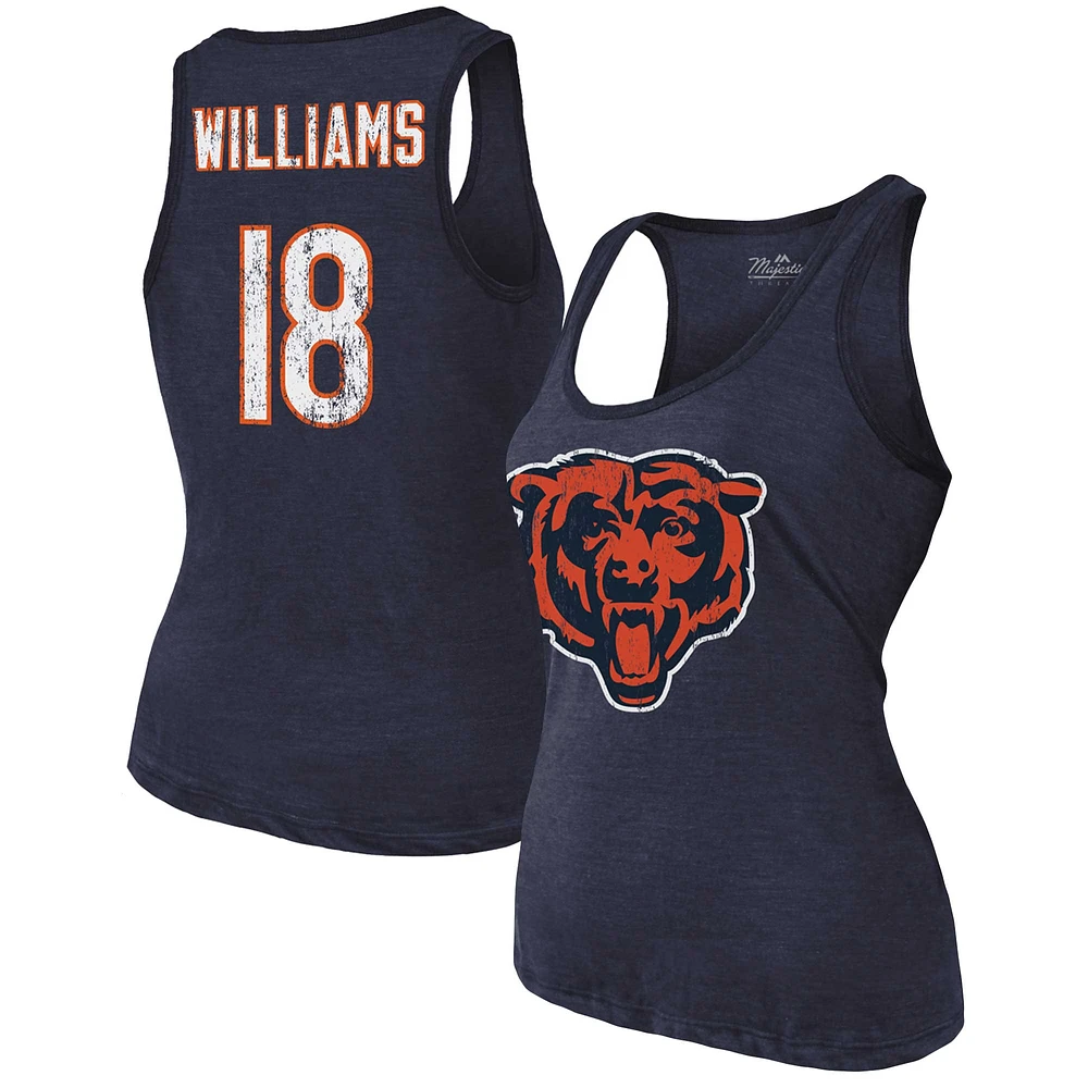 Women's Majestic Threads Caleb Williams Navy Chicago Bears Name & Number Tri-Blend Scoop Neck Tank Top