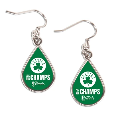 WinCraft Boston Celtics 2024 NBA Finals Champions Tear Drop Dangle Earrings