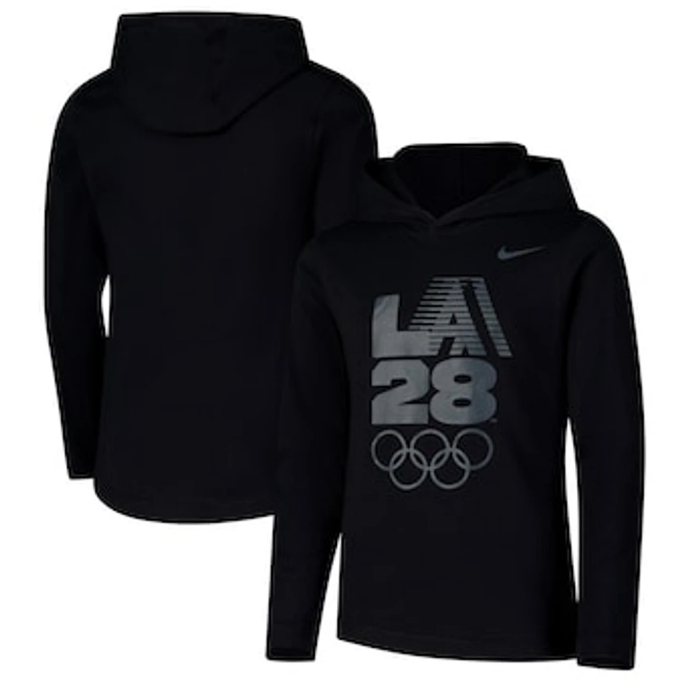 Youth Nike  Black LA28 Summer Olympics Hooded Long Sleeve T-Shirt