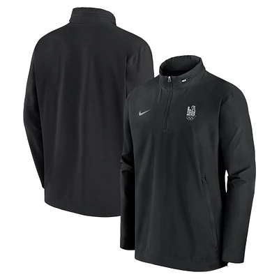 Men's Nike Black LA28 Summer Olympics Coach Quarter-Zip Hoodie Jacket