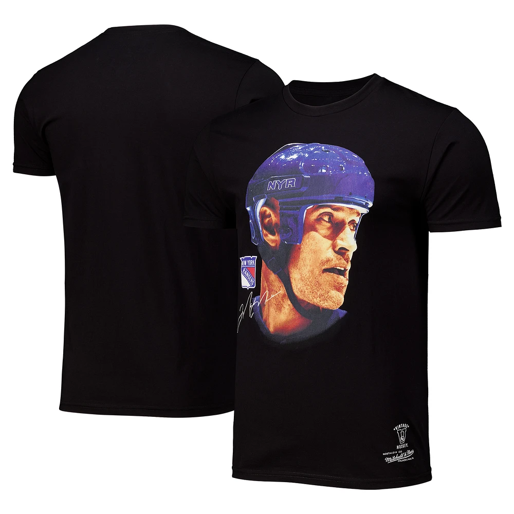 Men's Mitchell & Ness Mark Messier Black New York Rangers Big Face T-Shirt