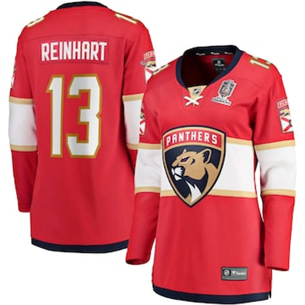 Women's Fanatics Sam Reinhart Red Florida Panthers Home 2024 Stanley Cup Champions Breakaway Player Jersey