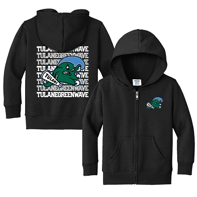 Toddler Chad & Jake Black Tulane Green Wave Retro Full-Zip Hoodie Sweatshirt