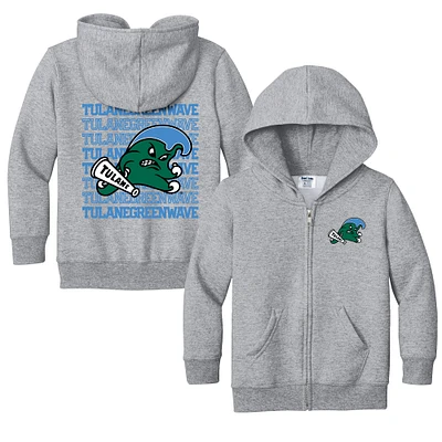 Toddler Chad & Jake Heather Gray Tulane Green Wave Retro Full-Zip Hoodie Sweatshirt