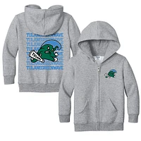 Toddler Chad & Jake Heather Gray Tulane Green Wave Retro Full-Zip Hoodie Sweatshirt