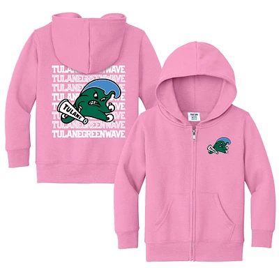 Toddler Chad & Jake Pink Tulane Green Wave Retro Full-Zip Hoodie Sweatshirt