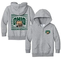 Toddler Chad & Jake Heather Gray Ohio Bobcats Retro Full-Zip Hoodie Sweatshirt
