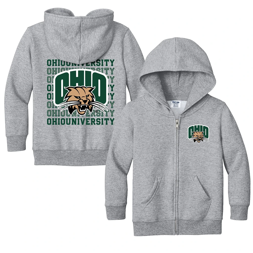 Toddler Chad & Jake Heather Gray Ohio Bobcats Retro Full-Zip Hoodie Sweatshirt