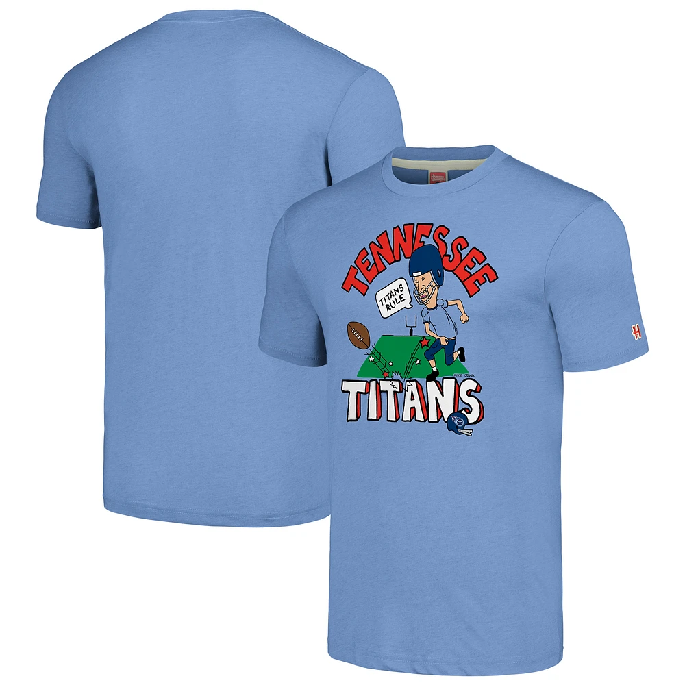 Unisex NFL x Homage Beavis and Butt-Head Light Blue Tennessee Titans Tri-Blend T-Shirt