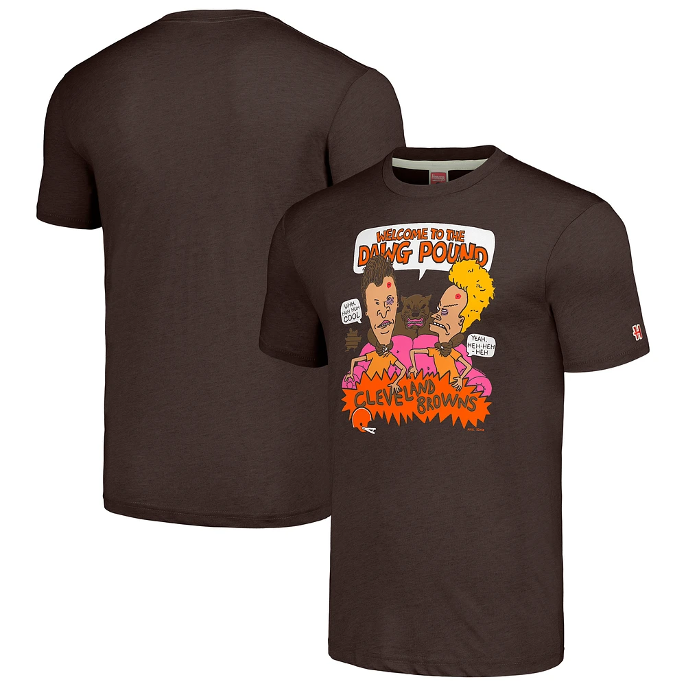 Unisex NFL x Homage x Beavis and Butt-Head Brown Cleveland Browns Tri-Blend T-Shirt