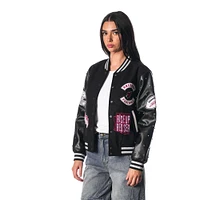 Women's The Wild Collective Black Arizona Cardinals Varsity Full-Snap Sparkle Jacket