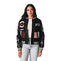 Women's The Wild Collective Black Buffalo Bills Varsity Full-Snap Sparkle Jacket