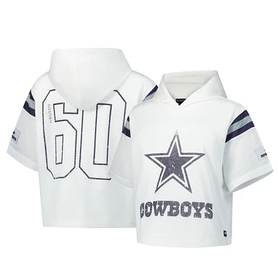 Women's The Wild Collective  White Dallas Cowboys Mesh Short Sleeve Hoodie T-Shirt