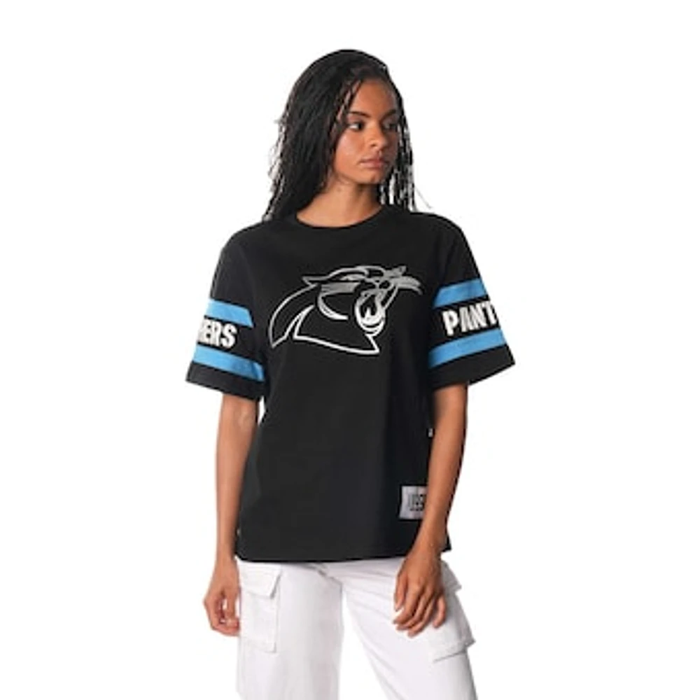 Women's The Wild Collective Black Carolina Panthers Drop Shoulder T-Shirt