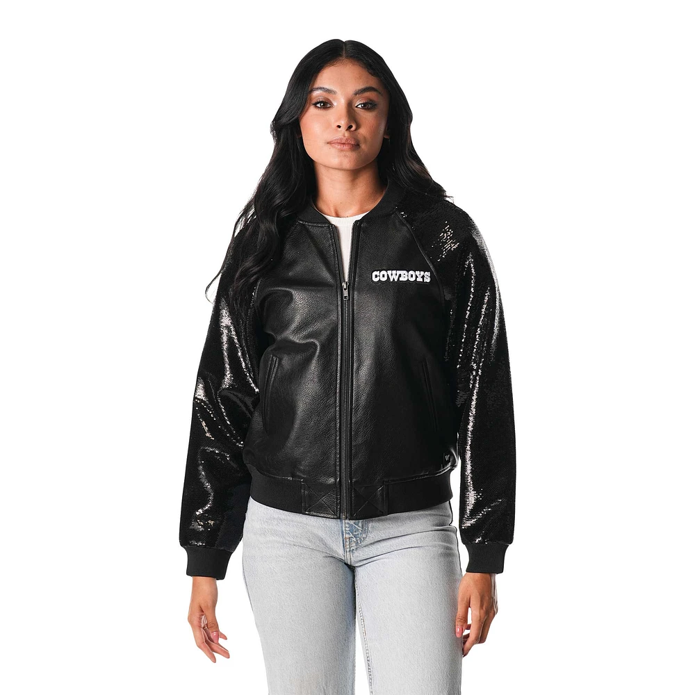 Women's The Wild Collective  Black Dallas Cowboys Sequin Full-Zip Jacket