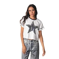 Women's The Wild Collective  White Dallas Cowboys Sequin Cropped T-Shirt