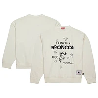 Women's Mitchell & Ness  Cream Denver Broncos Throwback Logo 3.0 Pullover Sweatshirt