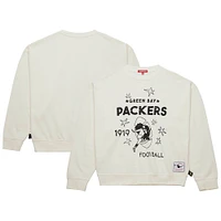 Women's Mitchell & Ness  Cream Green Bay Packers Throwback Logo 3.0 Pullover Sweatshirt