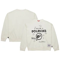 Women's Mitchell & Ness  Cream Miami Dolphins Throwback Logo 3.0 Pullover Sweatshirt