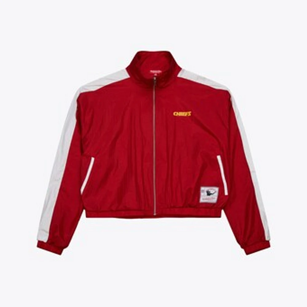 Women's Mitchell & Ness Red Kansas City Chiefs Nylon Cropped Full-Zip Jacket