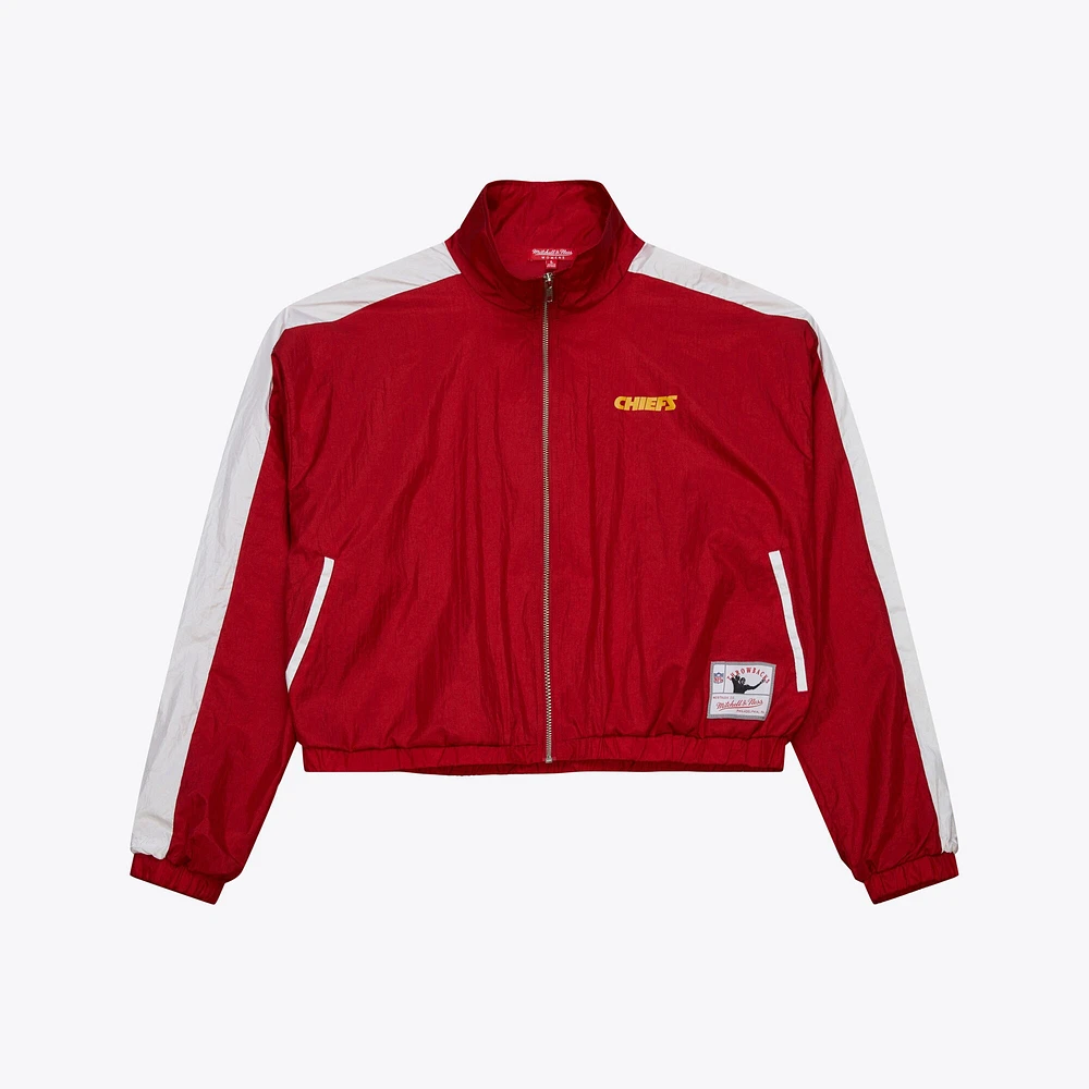 Women's Mitchell & Ness Red Kansas City Chiefs Nylon Cropped Full-Zip Jacket