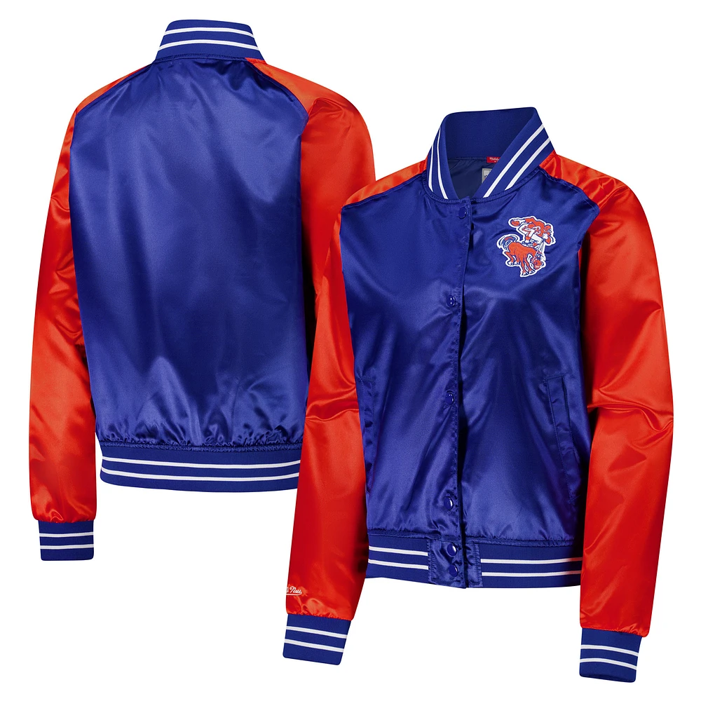 Women's Mitchell & Ness Royal Denver Broncos Team 2.0 Satin Raglan Full-Snap Jacket