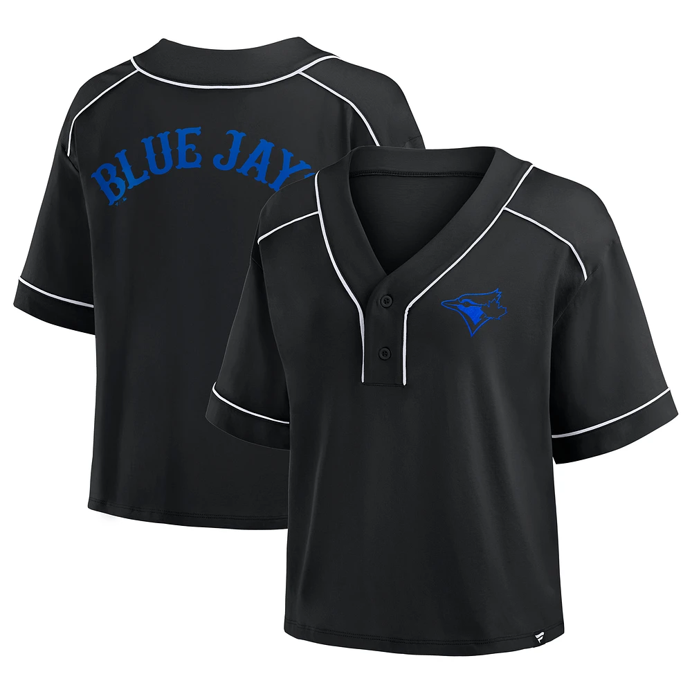 Women's Fanatics Black Toronto Blue Jays Cropped V-Neck Fashion Jersey