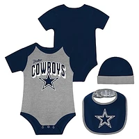 Newborn & Infant Dallas Cowboys Dynamic Duo Bodysuit, Bib Knit Hat Set